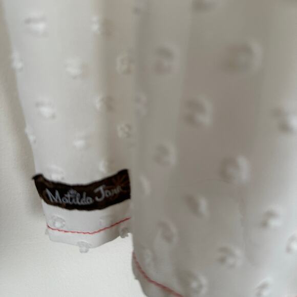 Matilda Jane Sheer Swiss Dot Peplum Blouse 3/4 Sleeves Cream Woman's size Medium - Picture 7 of 11